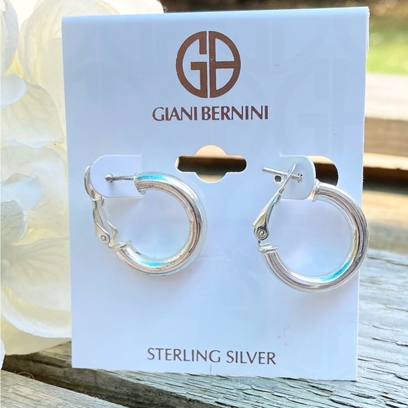 NWT GIANI BERNINI STERLING SILVER TUBE HOOP EARRINGS - Picture 1 of 7